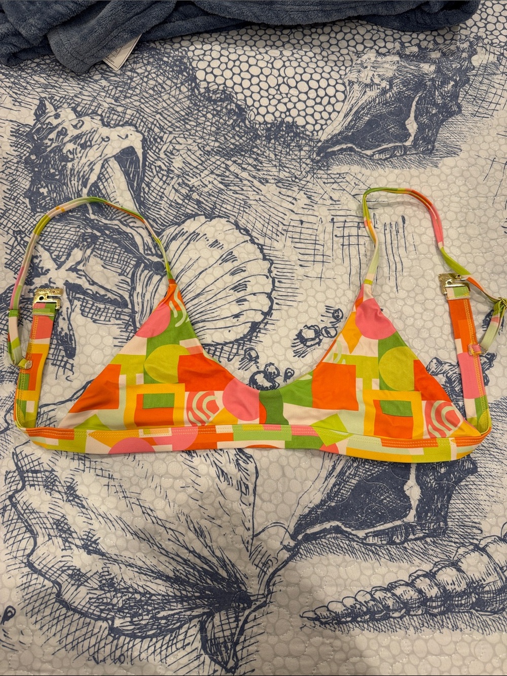 Kulani Kini Minimal Colorful Geo Print Triangle Bikini Top - Saloon Sister